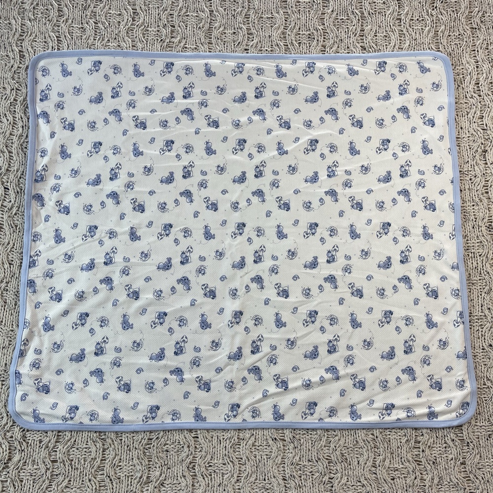 Laura Ashley Baby Blanket Kids One Size Light Blue Cotton Blue-Trimmed Border